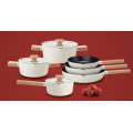 Wooden Handle Nonstick Kitchen Cooking Pot Coowkare Set