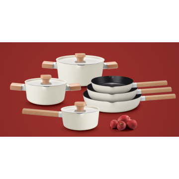 Wooden Handle Nonstick Kitchen Cooking Pot Coowkare Set