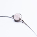 S925 Sterling Silver Geometric Circle Pink Crystal Bracelet