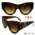 Plastik Damen Special Shaped Sonnenbrille mit Metall Dekoration (WSP508369)