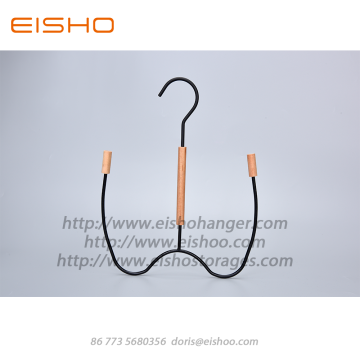 EISHO Black Metal Scarf Hanger Hooks With Wood