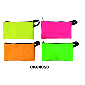 Candy Color Zipped Pencil Pouch With Handle