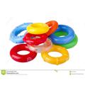 Colored plastic housing for toy rings