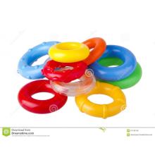 Colored plastic housing for toy rings