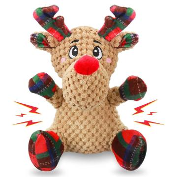 Jouets de Noël pour chiens avec squeaker, 2 jouets pour chiens avec du papier crèche, peluche interactive mâcher des jouets pour les petits et moyens chiens.