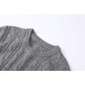 Men's Knitted Crew-Neck Cable Pullover Acrylic/Wool Sweater