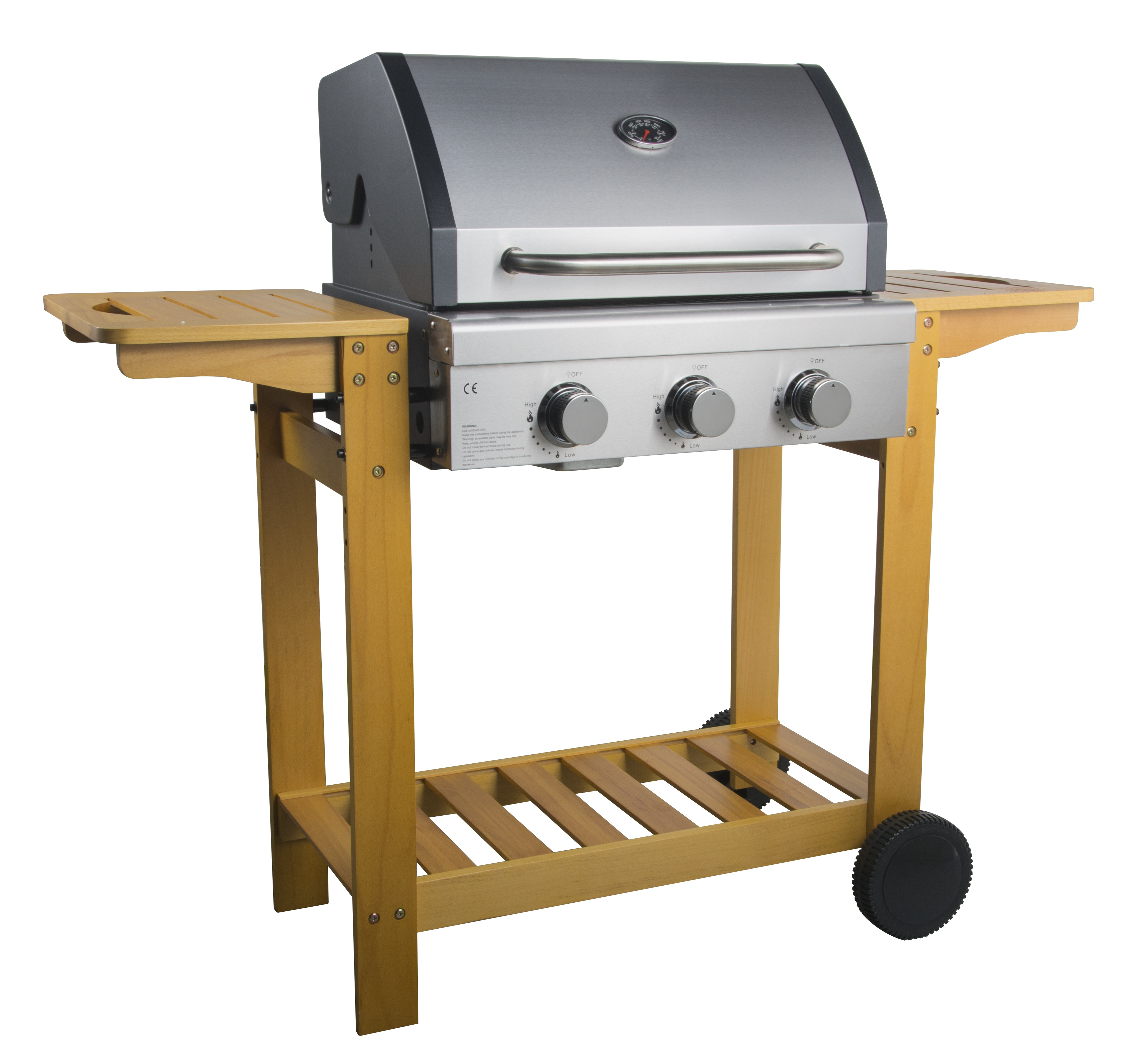 Wooden Trolley Gas Barbecue Grill