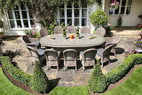 12PCS Garden Rattan Chair With Oval Table