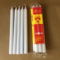 10 inch white taper candles burning ribbed candles