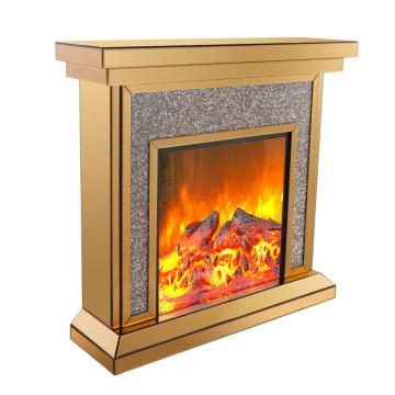 Brown Mirrored Glass Electric Fireplace