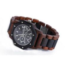 Montre chronographe sport masculin Montre bois avec mobilité japonaise