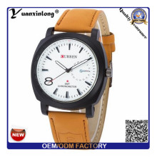 Yxl-374 Новый дизайн кожа роскошные мужские часы военной армии Большого лица Curren Марка Мужские часы