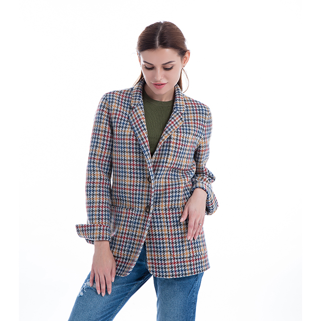 Thousand Birds Lattice Fashion Cashmere Overcoat