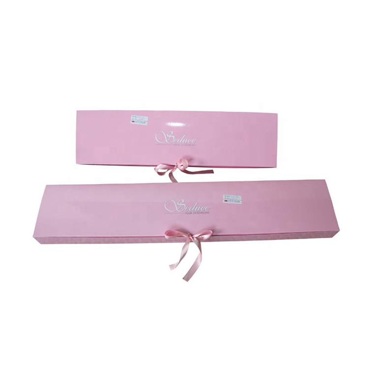 Luxury Pink Hair Packaging Box With Ribbon