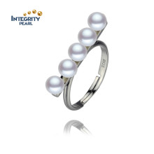 Anneau de perle d&#39;eau douce 4.5-5mm AAA Near Round Fashion Pure Pearl Ring