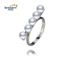 Anel de pérolas de água doce 4.5-5mm AAA Near Round Fashion Pure Pearl Ring