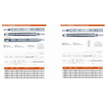 35mm 3-Fold Full Extension Telescopic Ball Bearing gaveta Slide