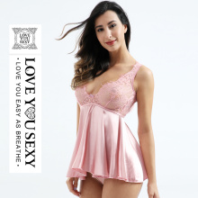 Sexy lencería de encaje rosa babydoll