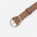 Chic Brown Leather Skinny Belt for Women