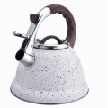 White marble whistling stovetop tea pot kettle