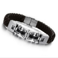 Varonil personalizado mensaje oculto plata pulsera