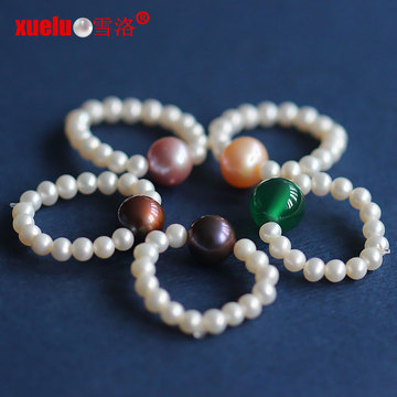 Anillos de perlas de agua dulce natural redonda pequeños diseños para las niñas (e170001)