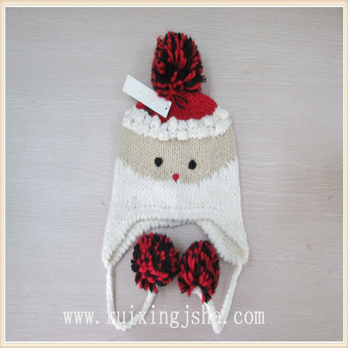 girls pompom earflap knitted beanie