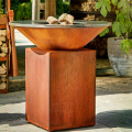 Outdoor kitchen wood burning Corten fire pit BBQ