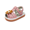 Sandalias de verano de cuero genuino para niñas pequeñas