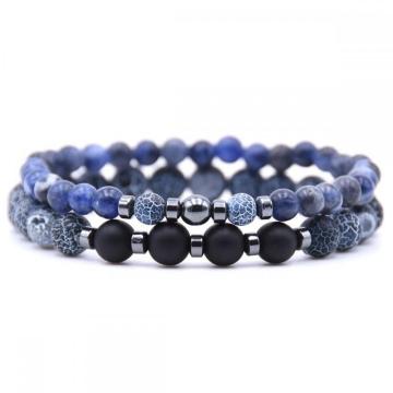 2PCS 6mm&8mm natural stone bracelet