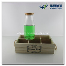 300ml 10oz Square Milk Glass Bottle with Cap