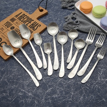 Matte polish children cutlery spoon and fork set