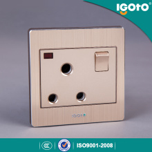 Igoto British Standard Brushed Aluminium 15A Socket de interruptor de parede de alta qualidade com preço de fábrica