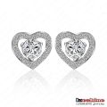 Double Heart zircônia cúbica amor brinco (CER0090-B)