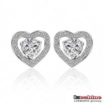 Double Heart zircônia cúbica amor brinco (CER0090-B)