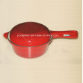 Enamel Cast Iron Double Use Milk Pot with Lid as Frypan