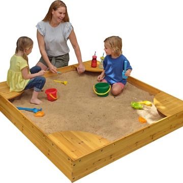 Wooden Backyard Sandbox with Cover Kid's Outdoor Furniture