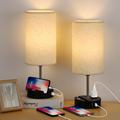 Bedroom Nightstand Lamp with Dual Charging Station