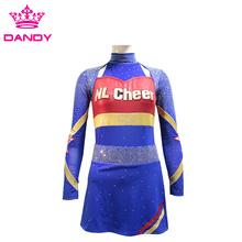 Metallic Fabric Navy Blue Cheer Uniform