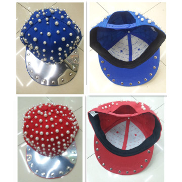 New fashion hiphop handmade punk rivets and studs spike cap pearl snapback cap hats