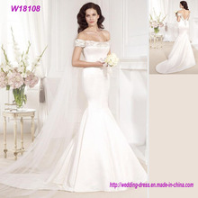 Белый Русалка-плеча свадебное платье с платья невесты фата