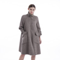 Beaver rabbit fur collar hand-sewn cashmere coat