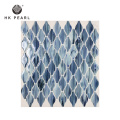 Living Room Blue Gold Lantern Shape Glass Mosaic