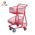 2 layer American Supermarket shopping basket trolley cart