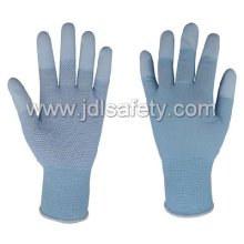 Gants de travail ayant PU doigt haut et PVC Mini points (PN8017)