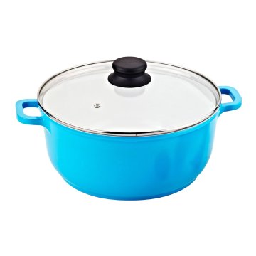 Amazon Vendor Die Cast Alumínio com Revestimento Cerâmico 28-Cm, Caçarola 6.8-Quart com Tampa e Vent, Azul