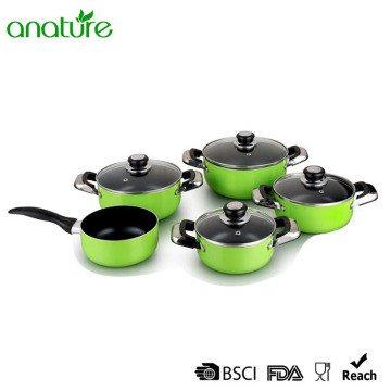 9Pcs Green Heat Resistant Aluminum Nonstick Cookware Set