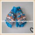 children acrylic knitted harf finger women gloves with flip cover