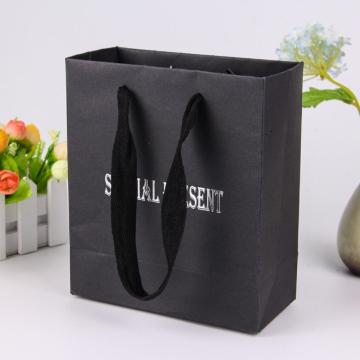 LOGO Hot Stamping Embossed Black Paper Bag