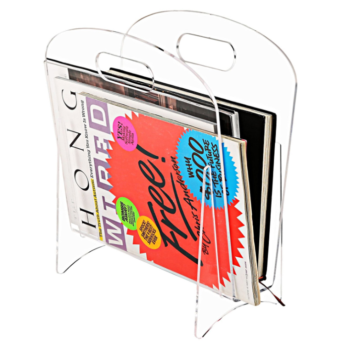 Free Standing Clear Acrylic Magazine Holder Modern